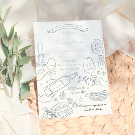 Shiny Whimsical Hand Illustriert Brautparty Folieneinladung