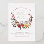 Shiny Wildblume Boho Floral Fall Brautparty Folieneinladung (Vorderseite)