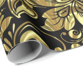 ShinyGold und Black Damaskus Geschenkpapier (Rolleneckpunkt)