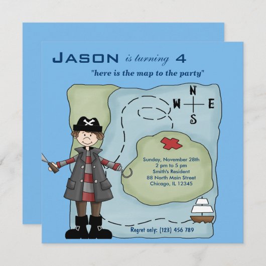 Ship Ahoy Einladung (Vorne/Hinten)