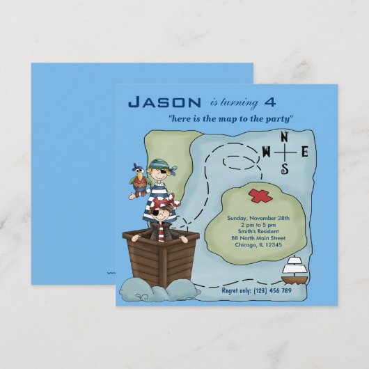 Ship Ahoy Einladung (Vorne/Hinten)