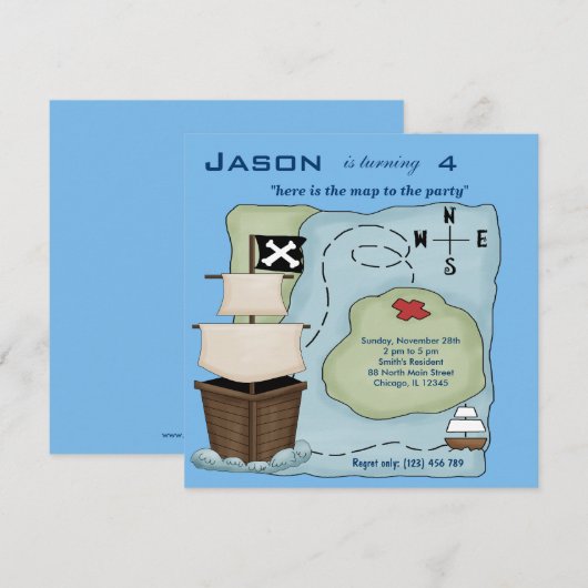 Ship Ahoy Einladung (Vorne/Hinten)