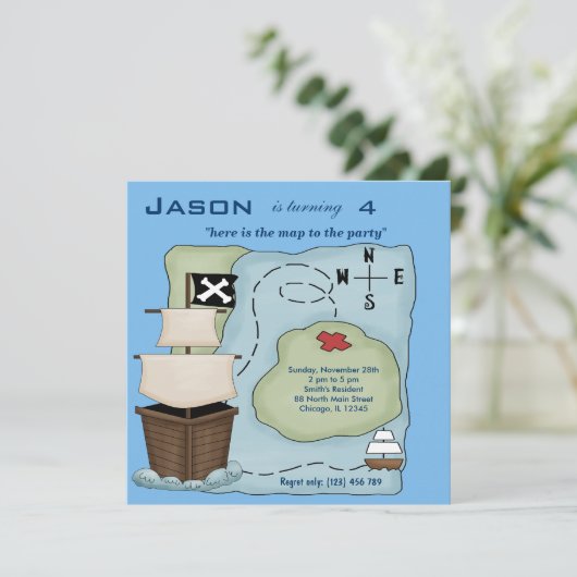 Ship Ahoy Einladung (Stehend Vorderseite)