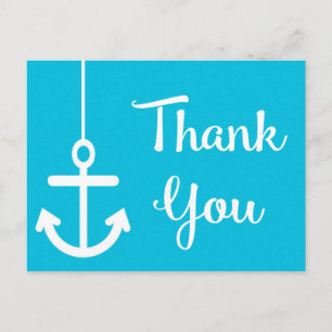 Ship Anchor Türkis Danke Nautical Sailor Postkarte