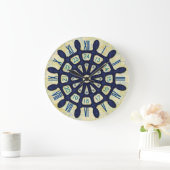 Ship Helm Wood Wheel Blue Nautical Sailor Old Map Große Wanduhr (Zuhause)