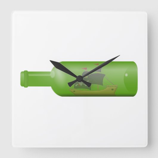 Ship in a bottle quadratische wanduhr (Vorderseite)