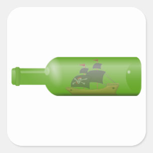 Ship in a bottle quadratischer aufkleber