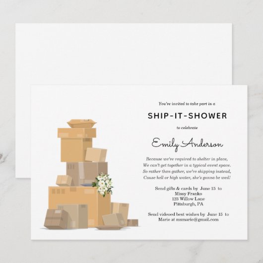 Ship It Bridal Duwer Einladung (Vorne/Hinten)