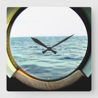 Ship porthole clock quadratische wanduhr