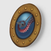 Ship Porthole Deep Sea Octopus Nautical Steampunk Große Wanduhr (Winkel)