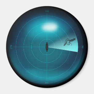 Ship Sonar mit Riesengebirge Tintenfisch Kraken Fu Magnet