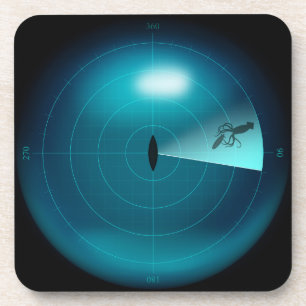 Ship Sonar Screen Kraken Riesen Tintenfisch Nautic Getränkeuntersetzer