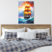 Ship Stretched Canvas Print Leinwanddruck (Insitu (Schlafzimmer))