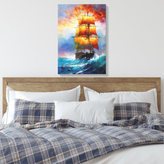 Ship Stretched Canvas Print Leinwanddruck (Insitu (Schlafzimmer))