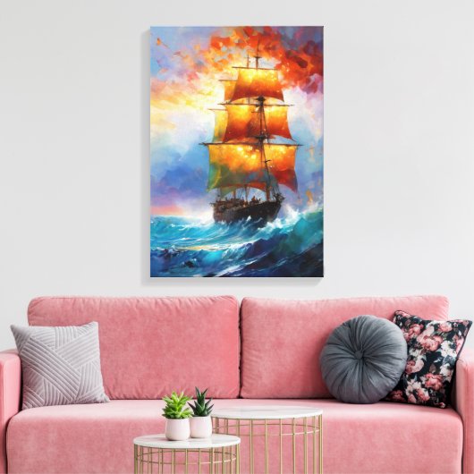 Ship Stretched Canvas Print Leinwanddruck (Insitu (Wohnzimmer))