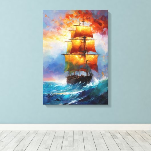 Ship Stretched Canvas Print Leinwanddruck (Insitu (Holzboden))