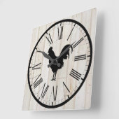 Shiplap Look Farm Rooster Design Wall Clock Quadratische Wanduhr (Winkel)