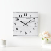Shiplap Rustikaler Bauernhof Quadratische Wanduhr (Zuhause)