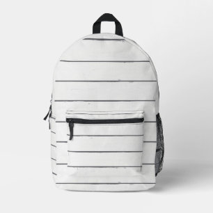 Shiplap Rustikales Muster aus weißem Holz Bedruckter Rucksack