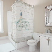 Shiplap Weiß Holz Viktorianische Fahrradkunst Duschvorhang (Beispiel)