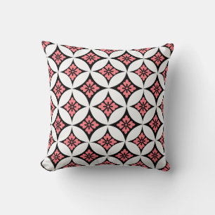 Shippo mit Blume Motif, Black, White und Pink Th Kissen