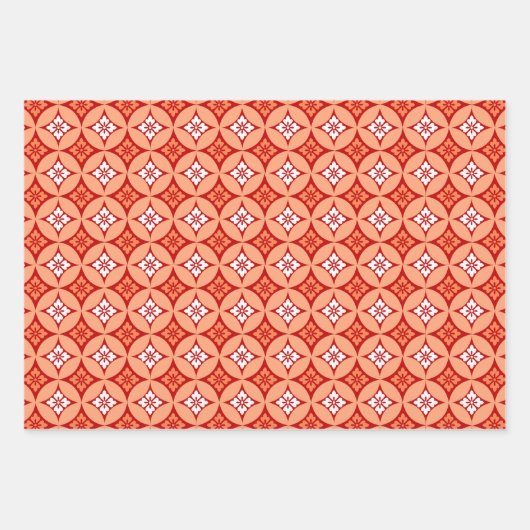 Shippo mit Blume Motif, Blau, Orange, Rosa Geschenkpapier Set (Vorderseite 2)