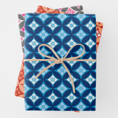 Shippo mit Blume Motif, Blau, Orange, Rosa Geschenkpapier Set (Beispiel)