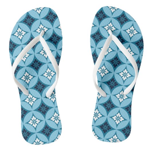 Shippo mit Blume Motif, Blau und Weiß Badesandalen (Fußbett)