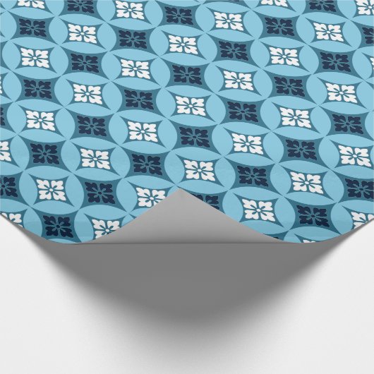 Shippo mit Blume Motif, Blau und Weiß Geschenkpapier (Ecke)