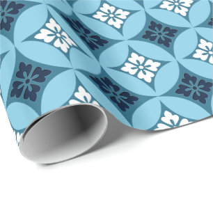 Shippo mit Blume Motif, Blau und Weiß Geschenkpapier