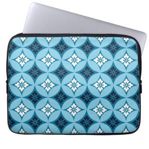 Shippo mit Blume Motif, Blau und Weiß Laptopschutzhülle