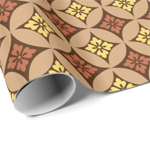 Shippo mit Blume Motif, Braun und Golden Yellow Geschenkpapier