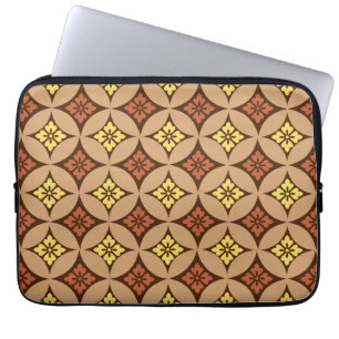 Shippo mit Blume Motif, Braun und Golden Yellow Laptopschutzhülle