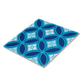 Shippo mit Blume Motif, Deep Indigo Blue Fliese (Seite)