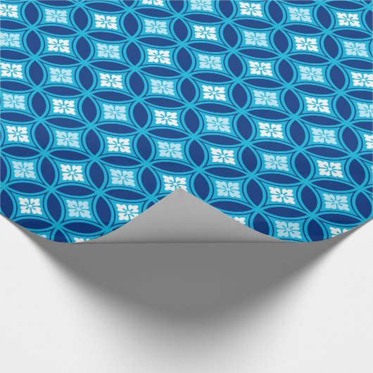 Shippo mit Blume Motif, Deep Indigo Blue Geschenkpapier (Ecke)