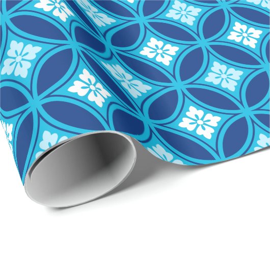Shippo mit Blume Motif, Deep Indigo Blue Geschenkpapier (Rolleneckpunkt)