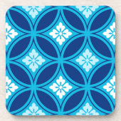 Shippo mit Blume Motif, Deep Indigo Blue Getränkeuntersetzer (Vorderseite)