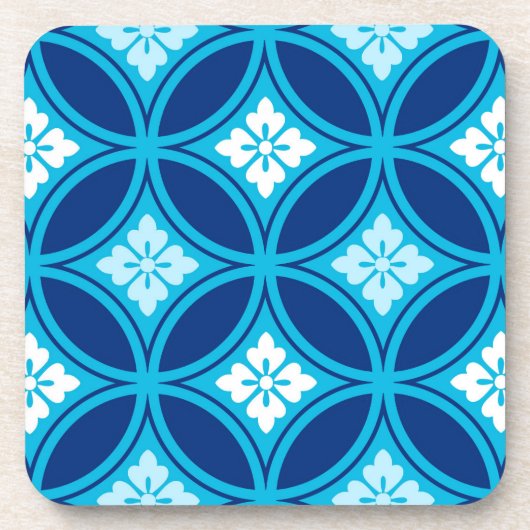 Shippo mit Blume Motif, Deep Indigo Blue Getränkeuntersetzer (Vorderseite)