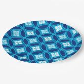 Shippo mit Blume Motif, Deep Indigo Blue Pappteller (Schrägansicht)