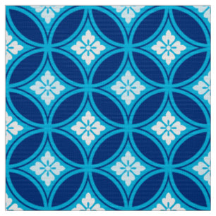 Shippo mit Blume Motif, Deep Indigo Blue Stoff