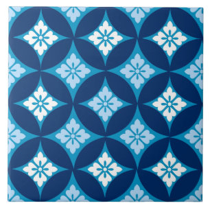 Shippo mit Blume Motif, Indigo Blau und Weiß Fliese