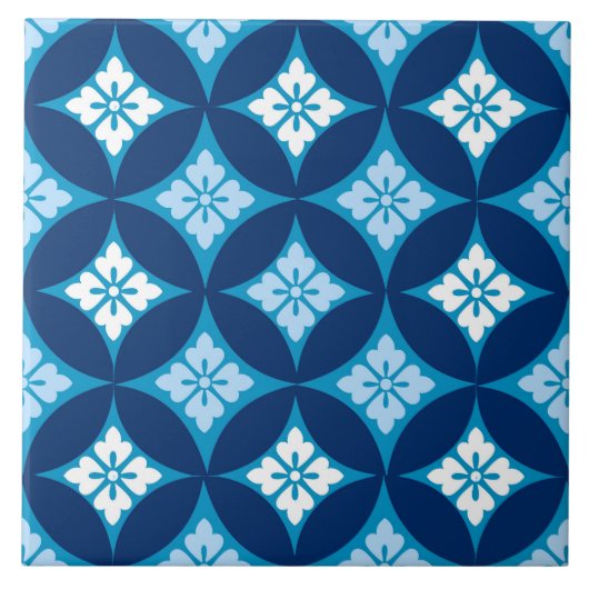 Shippo mit Blume Motif, Indigo Blau und Weiß Fliese (Vorderseite)