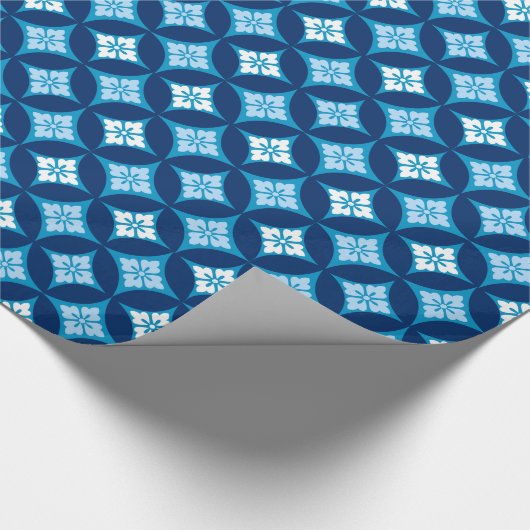 Shippo mit Blume Motif, Indigo Blau und Weiß Geschenkpapier (Ecke)