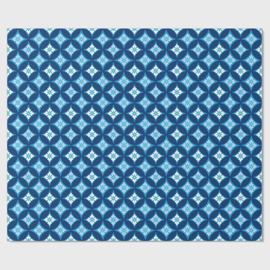 Shippo mit Blume Motif, Indigo Blau und Weiß Geschenkpapier (Flach)