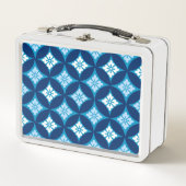 Shippo mit Blume Motif, Indigo Blau und Weiß Metall Lunch Box (Vorderseite)