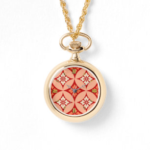 Shippo mit Blume Motif, Mandarin Orange Armbanduhr
