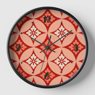 Shippo mit Blume Motif, Mandarin Orange Wanduhr
