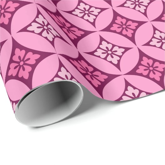 Shippo mit Blume Motif, Pink und Burgund Geschenkpapier (Rolleneckpunkt)