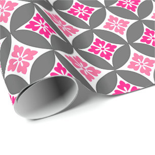 Shippo mit Blume Motif, Rosa und Silber Grau Geschenkpapier