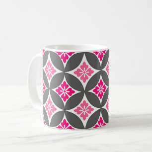 Shippo mit Blume Motif, Rosa und Silber Grau Kaffeetasse